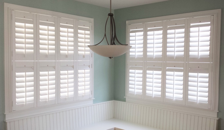 Phoenix white shutters in dining room